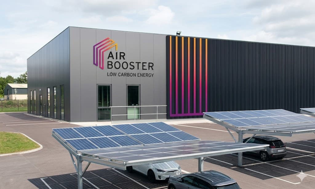Installation photovoltaïque AirBooster avec ombrières solaires